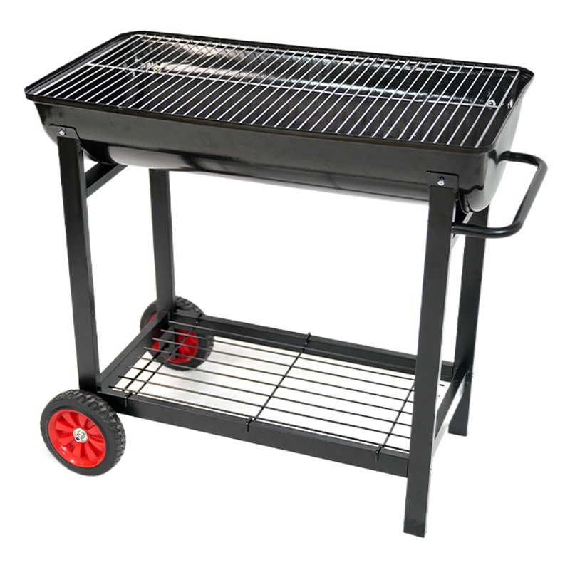Parrilla para el hogar tipo carro grueso en stock, brochetas de jardín, parrilla de carbón para barbacoa, parrilla para acampar, parrilla para exteriores
