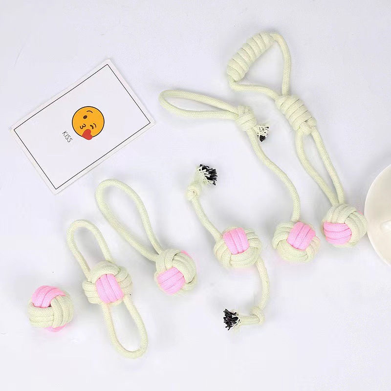 Japón y Corea del Sur juguetes para mascotas juguetes molares para perros bolas de cuerda de algodón macarons color nudo juguetes para mascotas en stock