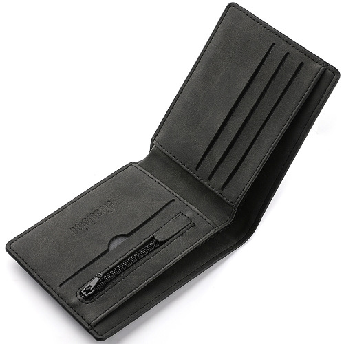  New Wallet Men's Men's Short Zipper Simple Soft Leather Thin Wallet Retro Leather Wallet Student