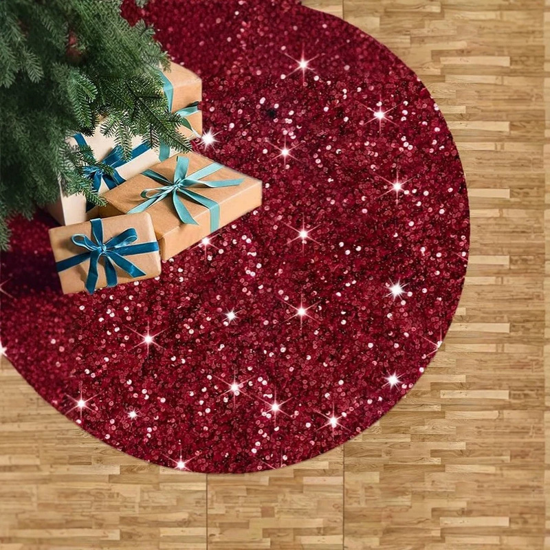 Christmas tree skirt, sparkling floor mat, glittering tree cover, Christmas indoor and outdoor Halloween decoration