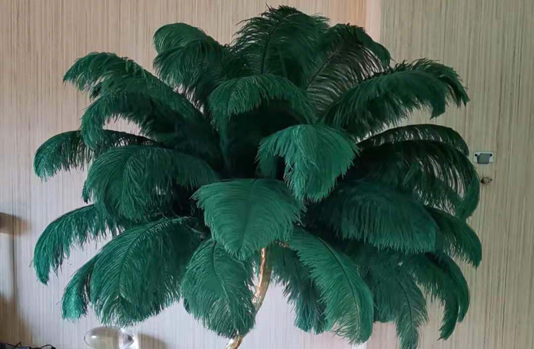 Transfronteriza original de cobre araña de plumas de lujo luz dormitorio sala de estar popular araña de plumas de avestruz