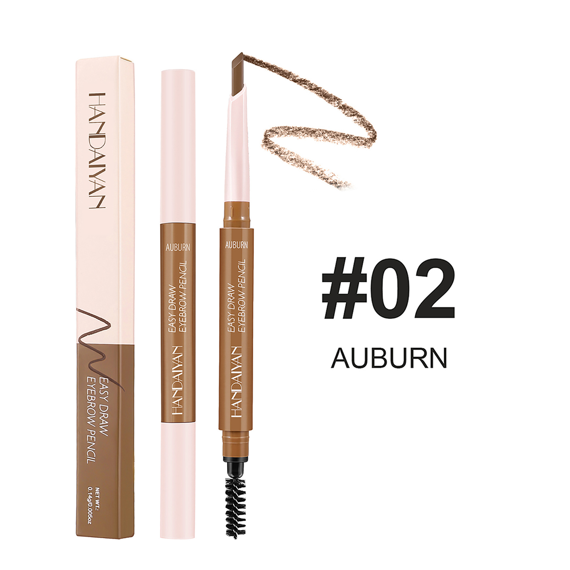 Lápiz de cejas de doble cabeza transfronterizo con cepillo de cejas impermeable ultra fino tridimensional HANDAIYAN sin mareo lápiz de cejas de doble cabeza