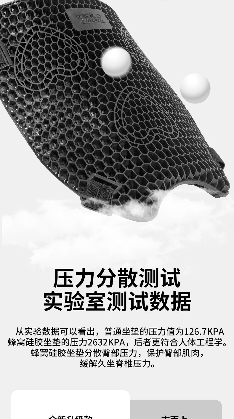 Motorcycle Seat Cushion Rider Motorcycle Travel Gel Silicone Honeycomb Seat Cushion Cover Waterproof Sun Protection Battery Car Shock Absorption and Heat Insulation