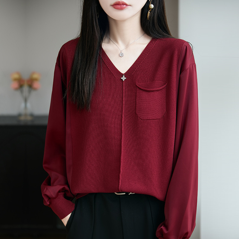 春装V领露锁骨显瘦打底针织衫2025新款洋气遮肉短款上衣女薄小衫|undefined