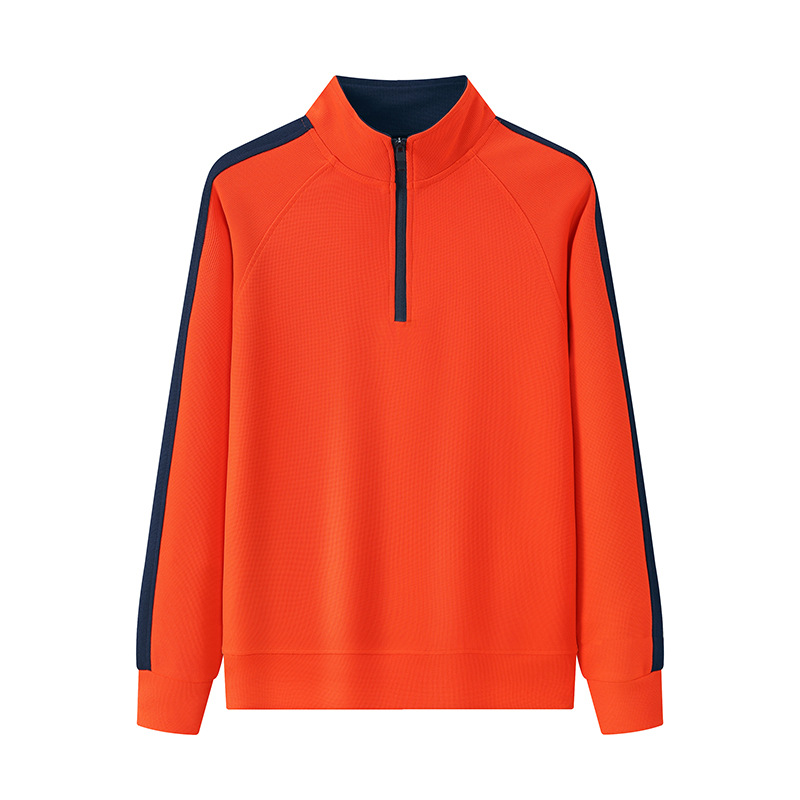 Otoño e invierno peinado algodón collar camisa cultural de manga larga camisa publicitaria ropa de clase semi-cremallera suéter personalizada ropa de trabajo impresa logotipo