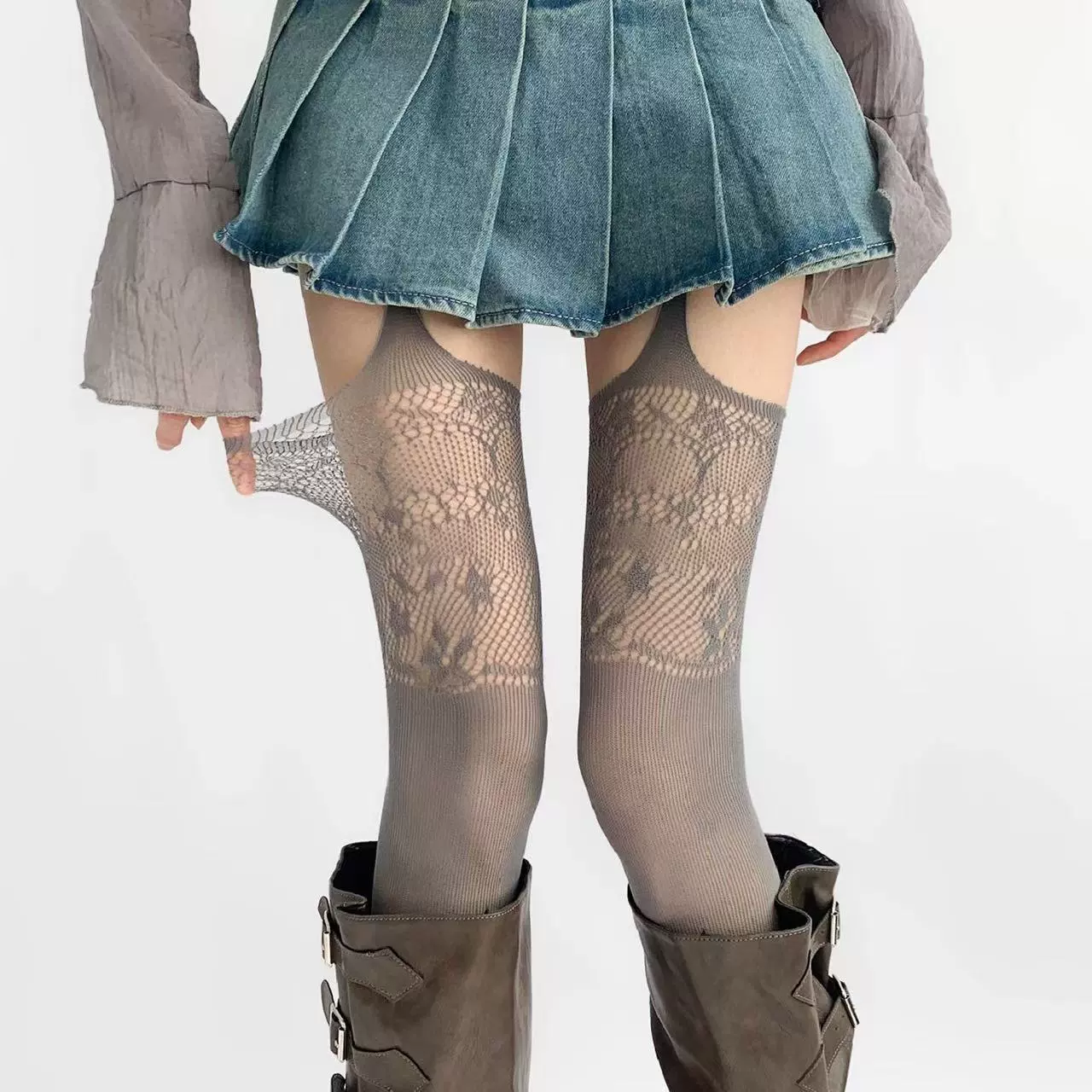 Плащ Encore? Wait: It's outfit sweet and cool suspender stockings for women in one-piece white lace jacquard fishnet stockings pure hot girl white silk