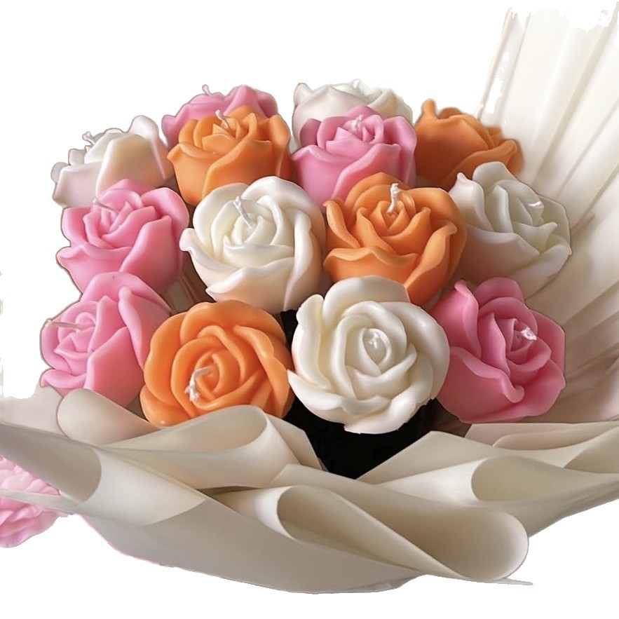 Vela decorativa artesanal perfumada de rosas, sem fumaça, ideal para o Dia dos Namorados, aniversários e outras ocasiões. Venda por atacado._voghion.com
