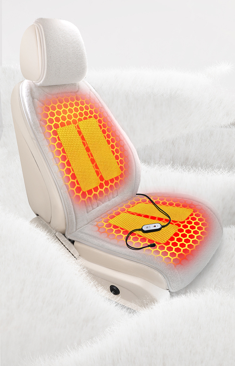 Car Heated Seat Cushion Graphene Long Hair Cigarette Lighter Multi-Speed Adjustment Fast Heating Car Heated Seat Cushion for Winter