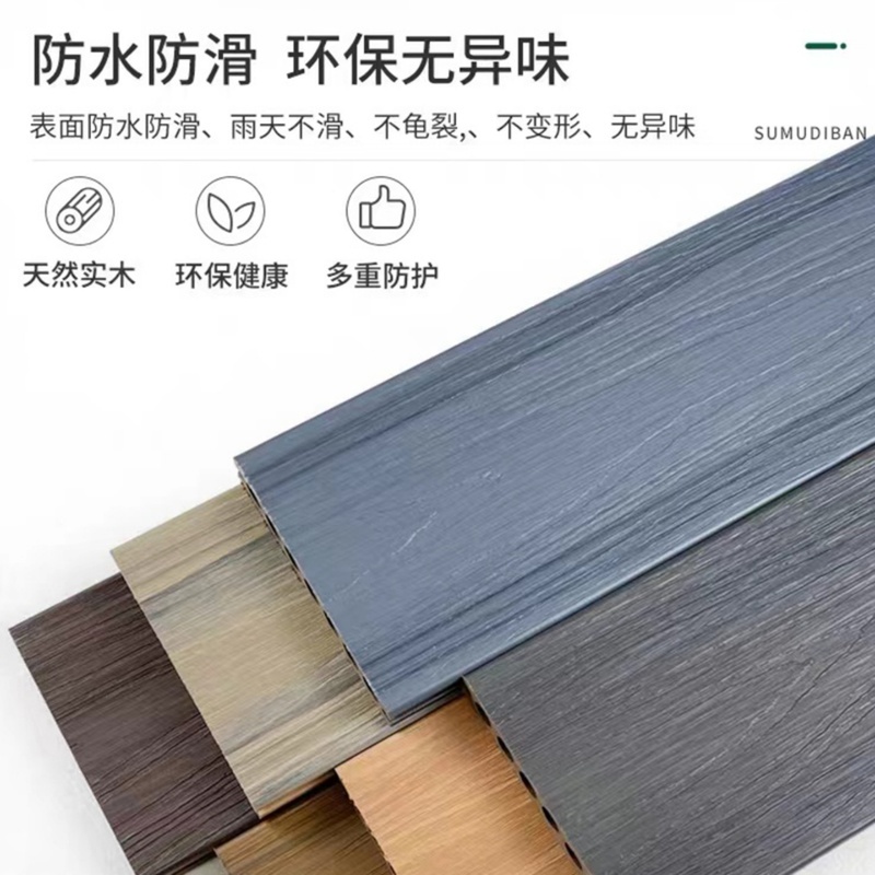 塑木地板户外塑木地板小露台花园二代共挤防腐木塑板室外庭院自铺|undefined