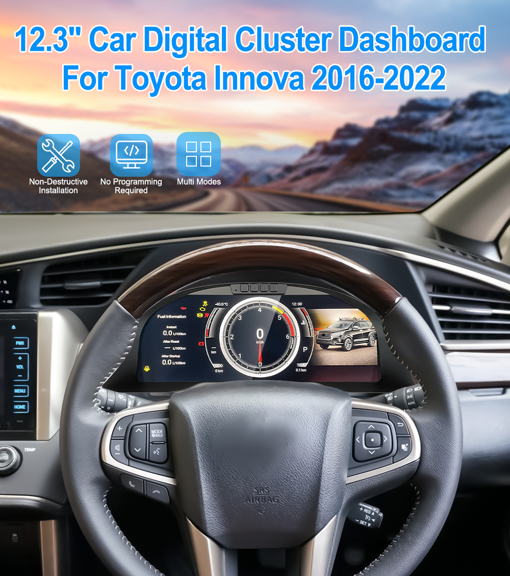 Suitable for Toyota Innova 12.3inch Instrument Panel Led Display with Multiple Ui Options Full Lcd Instrument Panel