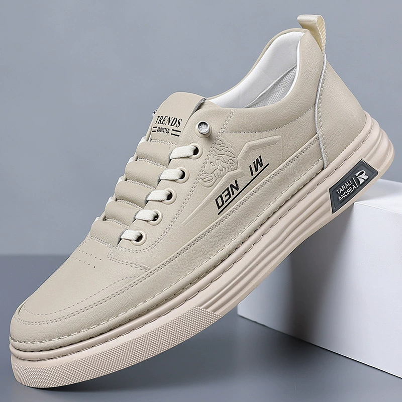 2024 весенняя новая мужская кожаная обувь, модные универсальные повседневные кроссовки на мягкой подошве, белые туфли, оптовая продажа