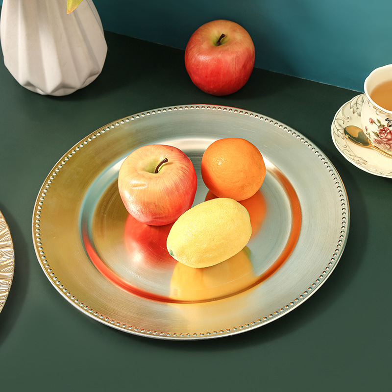 Foreign Trade Charger Plate Nordic Wedding Decoration Tray 13inch Hotel Fruit Decoration Plate Wholesale Foreign Trade Charger Plate Nordic Wedding Decoration Tray 13inch Hotel Fruit Decoration Plate Wholesale