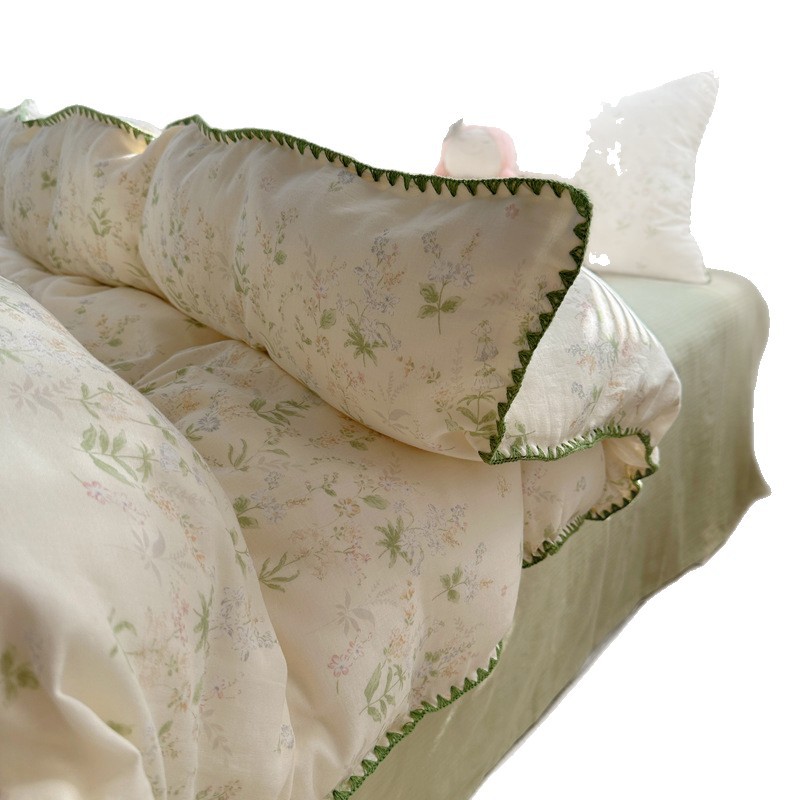 Madre y bebé de clase A encaje conchas de algodón puro cubierta de sábanas para dormir cubierta de cama de dormitorio ultra suave cubierta de cama de tres piezas