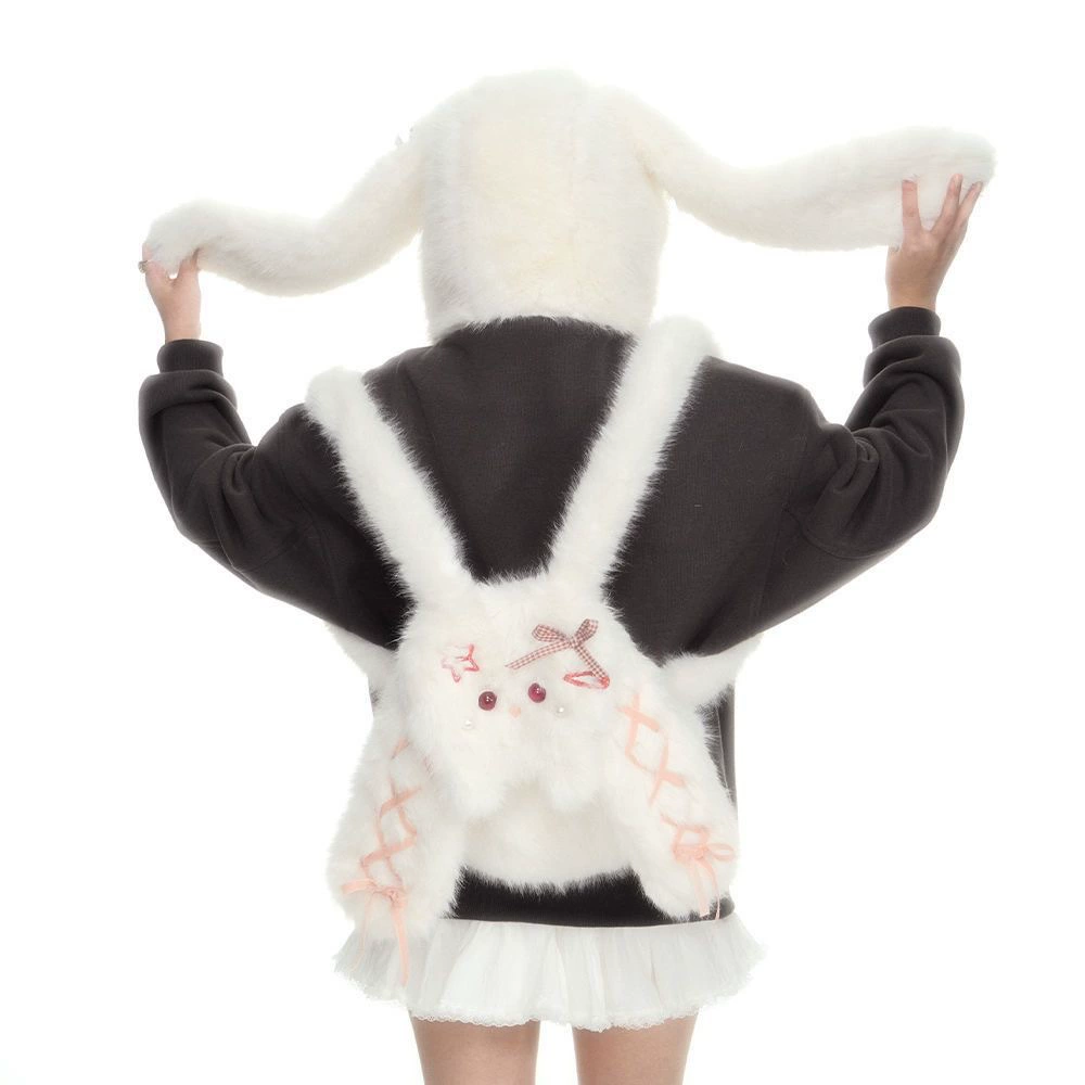 Japanese cute plush rabbit, backpack, bag, capacious cartoon doll for elementary school students