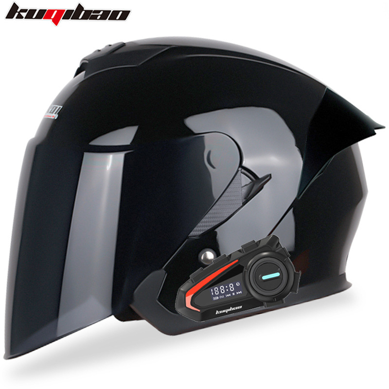 Helmet, Motuoche Motosiklet kaskı (dəbilqə) - gloss-black-with-tea-lens-k20-bluetooth-m