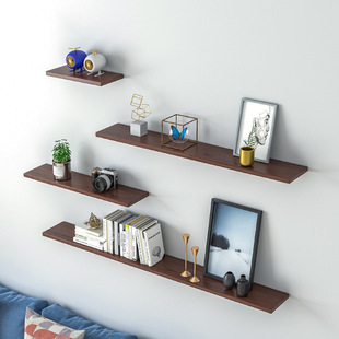 [实木一字隔板墙上置物架客厅墙面装饰层板卧室墙壁置物板书架打孔]