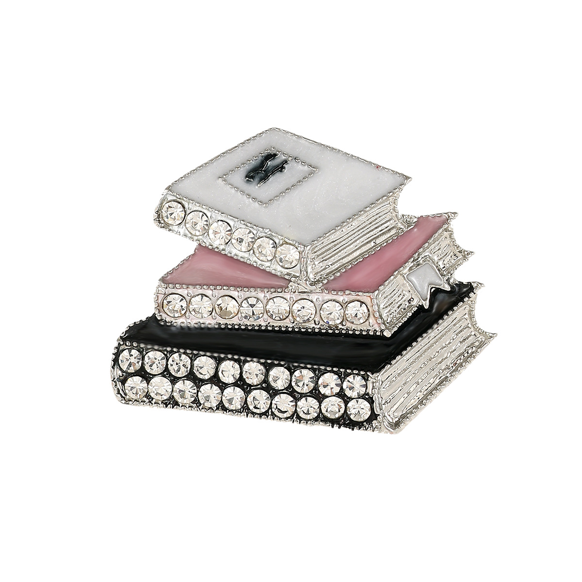 European and American New Enamel Rhinestone Three-Book Shaped Brooch Creative Pin Trendy Men's and Women's Clothing Accessories Corsage Jewelry