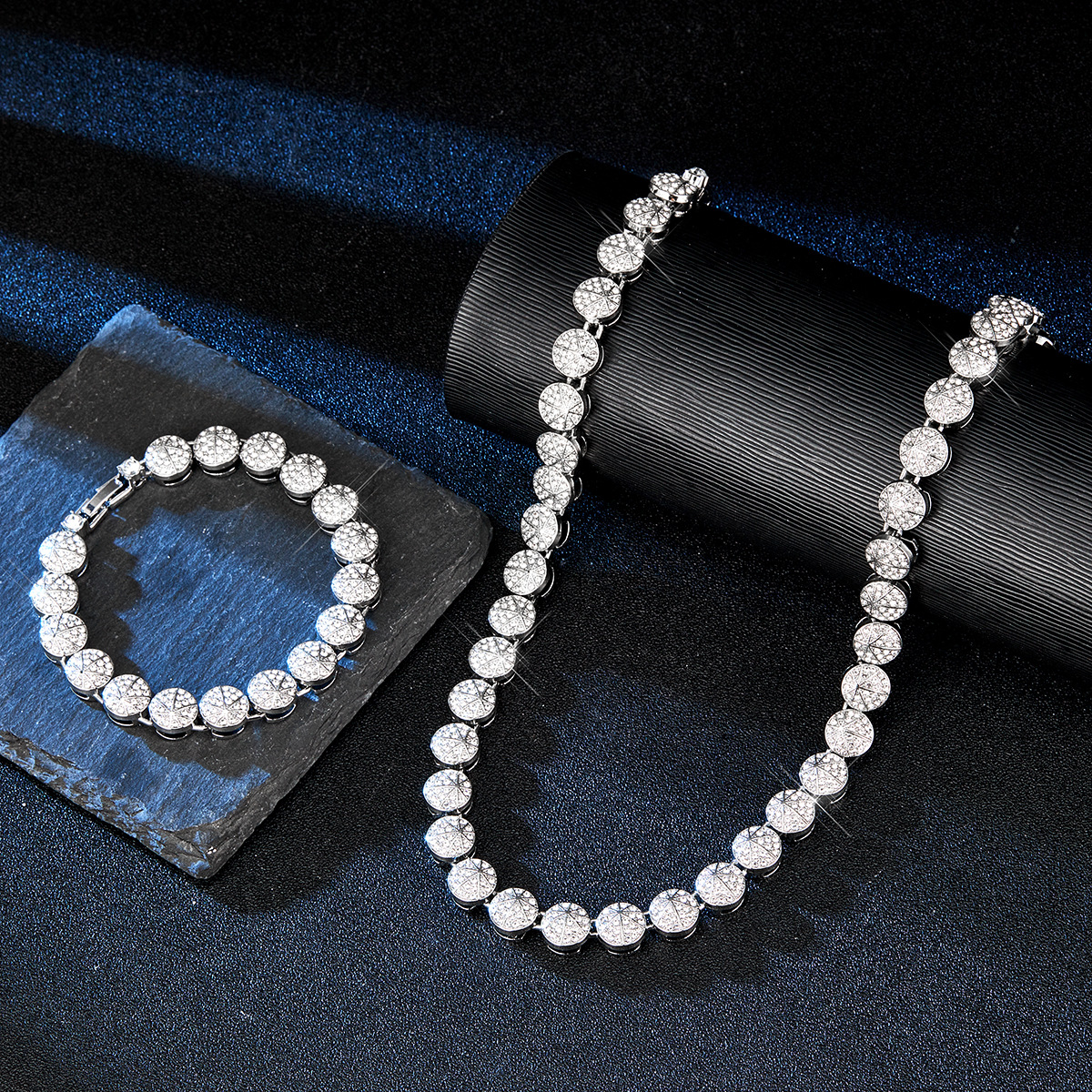 Amazon Cross-Border Single Row Round Diamond Cuban Chain Men's Fashion Classic Personality Trendy Rock Hip-Hop Style Necklace