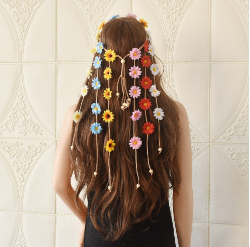 Estilo coreano pequeño sol flor banda para el cabello tocado Margarita vacaciones guirnalda diadema bohemio diadema entre padres e hijos accesorios para el cabello para las mujeres