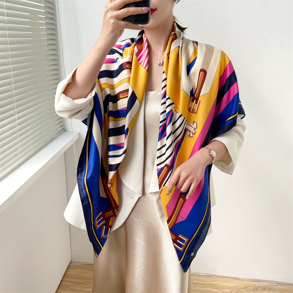 175g Weight Silk Scarf Classification Daily Occasion Polyester Material Plant Pattern Spring&Summer Season Women's Gender Elegant, Simple Style Style Women's Elegant Simple Style Plant Polyester Silk Scarf 2