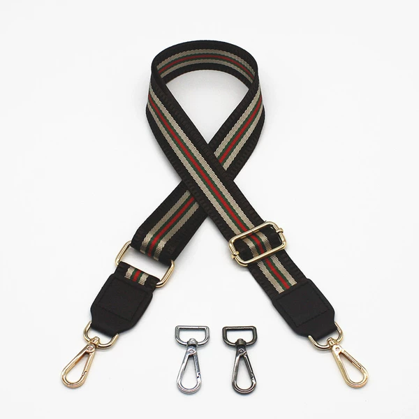 Stripes + black leather + gold buckle
