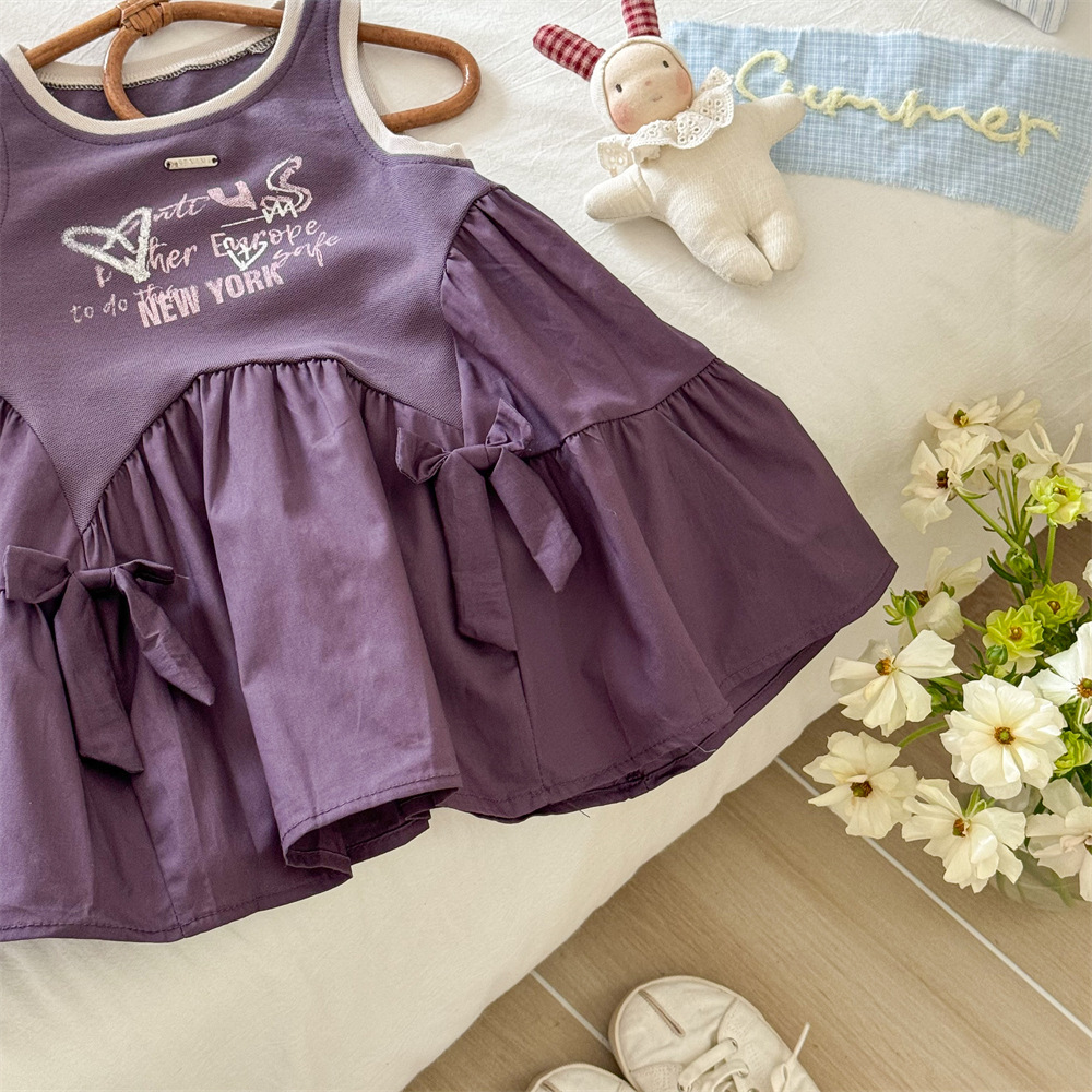 Vestido de verano de siete niñas de limón salado 25 nuevo estilo falda de estilo occidental de bebé femenino falda de chaleco sin mangas de niño falda de empalme