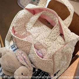 粉色碎花收纳包旅行包新款化妆包大容量杂物休闲旅行手提包健A23