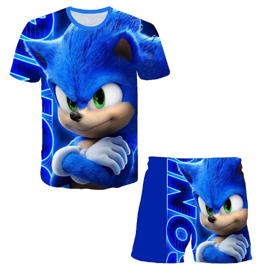 Round Neck T-Shirt 3D Digital Printing Fashion Trendy Sonic Suit Series Cross-Border Overseas E-Commerce Manufacturer Sells