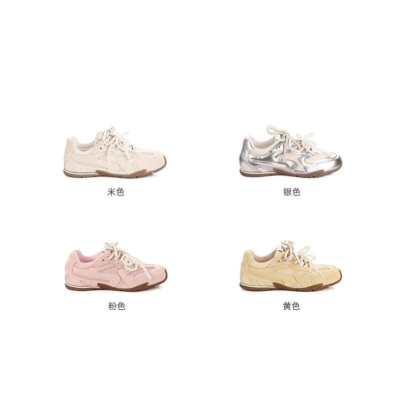 Grava madre primavera nueva sensación de chicas zapatos de perla doble cordón de cuero real aumento de altura de estilo casual ballet zapatos de entrenamiento para mujeres