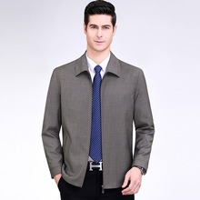 精品羊毛精纺夹克男春秋冬中年行政轻商务领导男士高级感大码外套