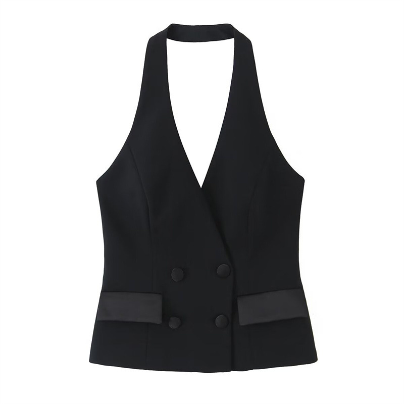 Foreign Trade Cross-Border Women's Clothing Wholesale 2025 Halter Neck Tailcoat Vest 9318597 Shorts 9319597 Set