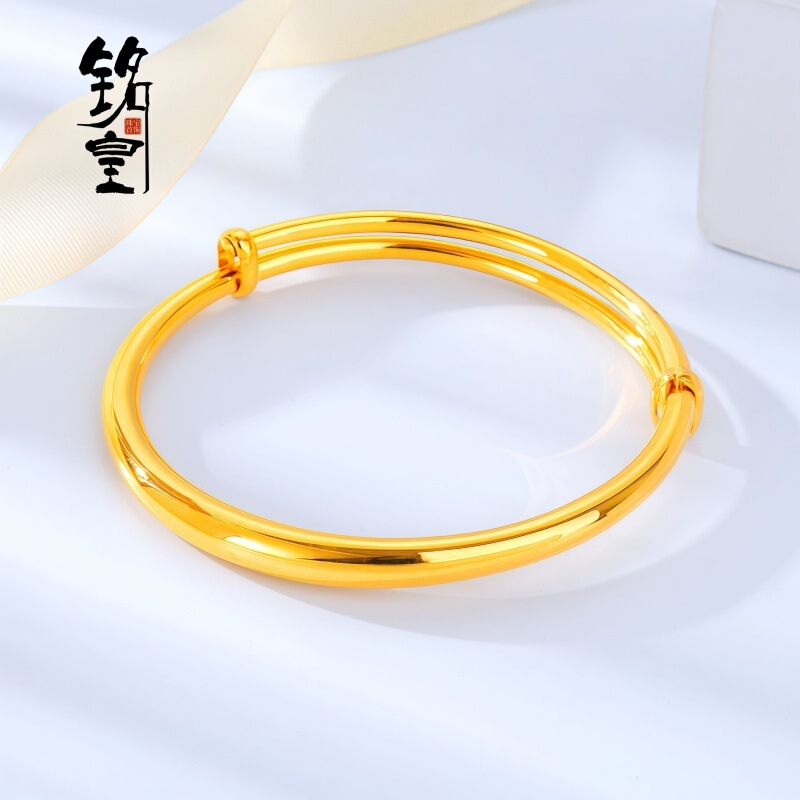 Wholesale Brass Gold Plated Gypsophila Push and Pull Dragon and Phoenix Bracelet Imitation Gold Vietnam Sand Gold Smoothed Round Belly Bracelet for Women