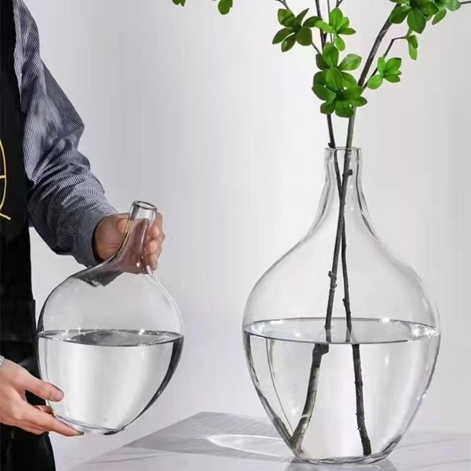 Florero con diseño colgante en forma de campana, contenedor hidropónico grande de vidrio transparente, arreglo floral de estilo nórdico, decoración para sala de estar, regalo, estilo de lujo ligero.