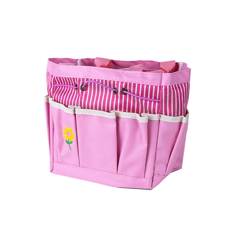 핑크 자수 꽃 바구니 가방