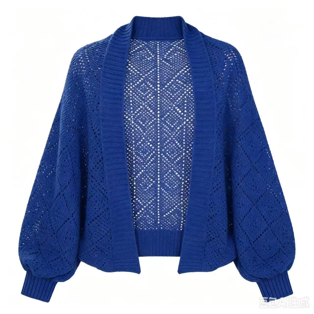Korean-style knitted openwork shawl for women, autumn dark green rectangular loose-fit warm outerwear scarf, versatile sweater