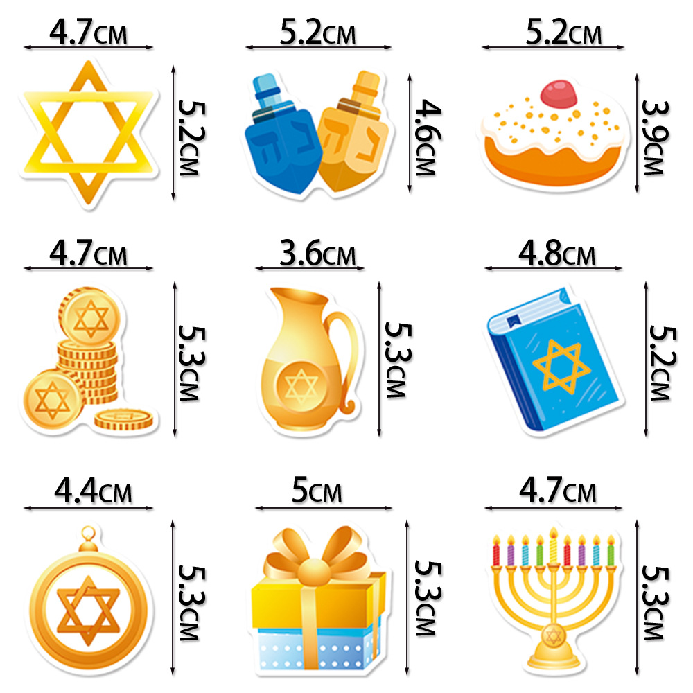 Nuevos productos transfronterizos Hanukkah decoración pegatinas adhesivas etiquetas de decoración de Año Nuevo judío pegatinas