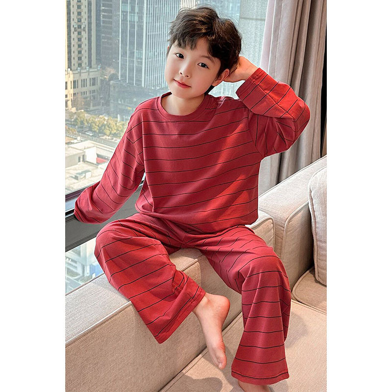 [High-Quality Imitation Cotton] Autumn and Winter New Stripesd Baby Pajamas, Kidsren's Home Clothes Suits, Boys' Long-Sleeved Pants