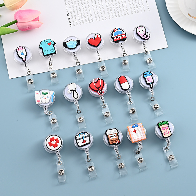Nurse Badge Clip Cartoon Retractable Badge Holder Employee Badge Cartoon Id Lanyard Clip