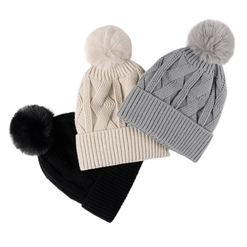 Men's winter knitted with thick velvet for warmth, running and hiking women's woolen hat, brimless hat_voghion.com