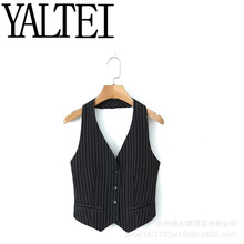 ZAR 秋季新品 女装 欧美风法式设计时尚休闲风百搭竖条纹西装马甲