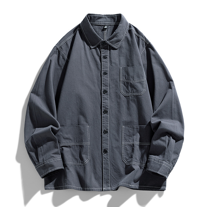 Camisas de mangas largas de algodón para hombres 2023 otoño nuevo estilo casual versátil camisa lavable retro abrigo a prueba de viento