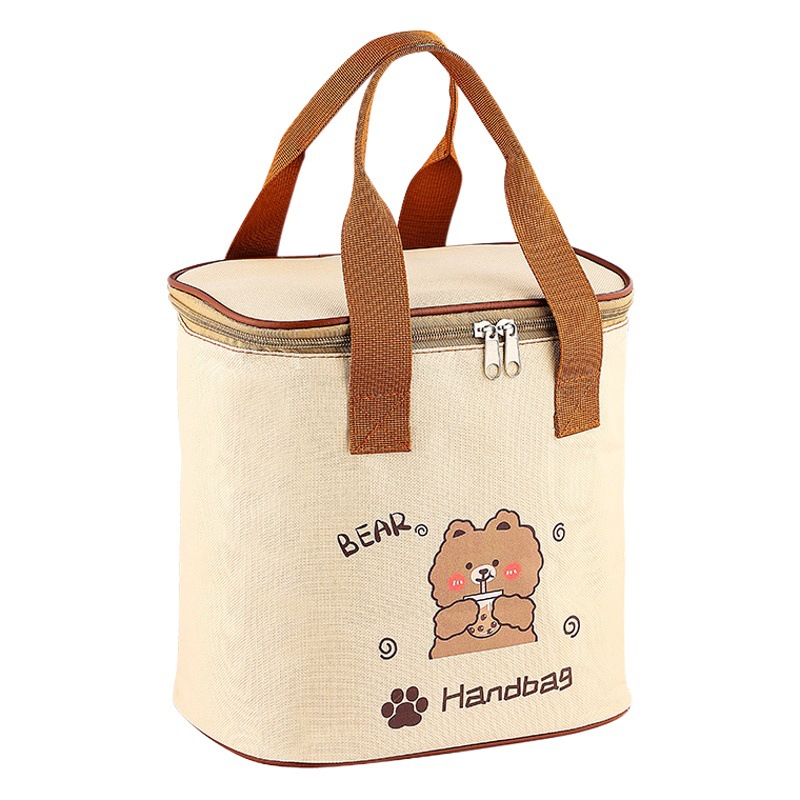 Outdoor picnic camping portable thermal insulation bag with handle mini storage bag creamy-white office worker student going out