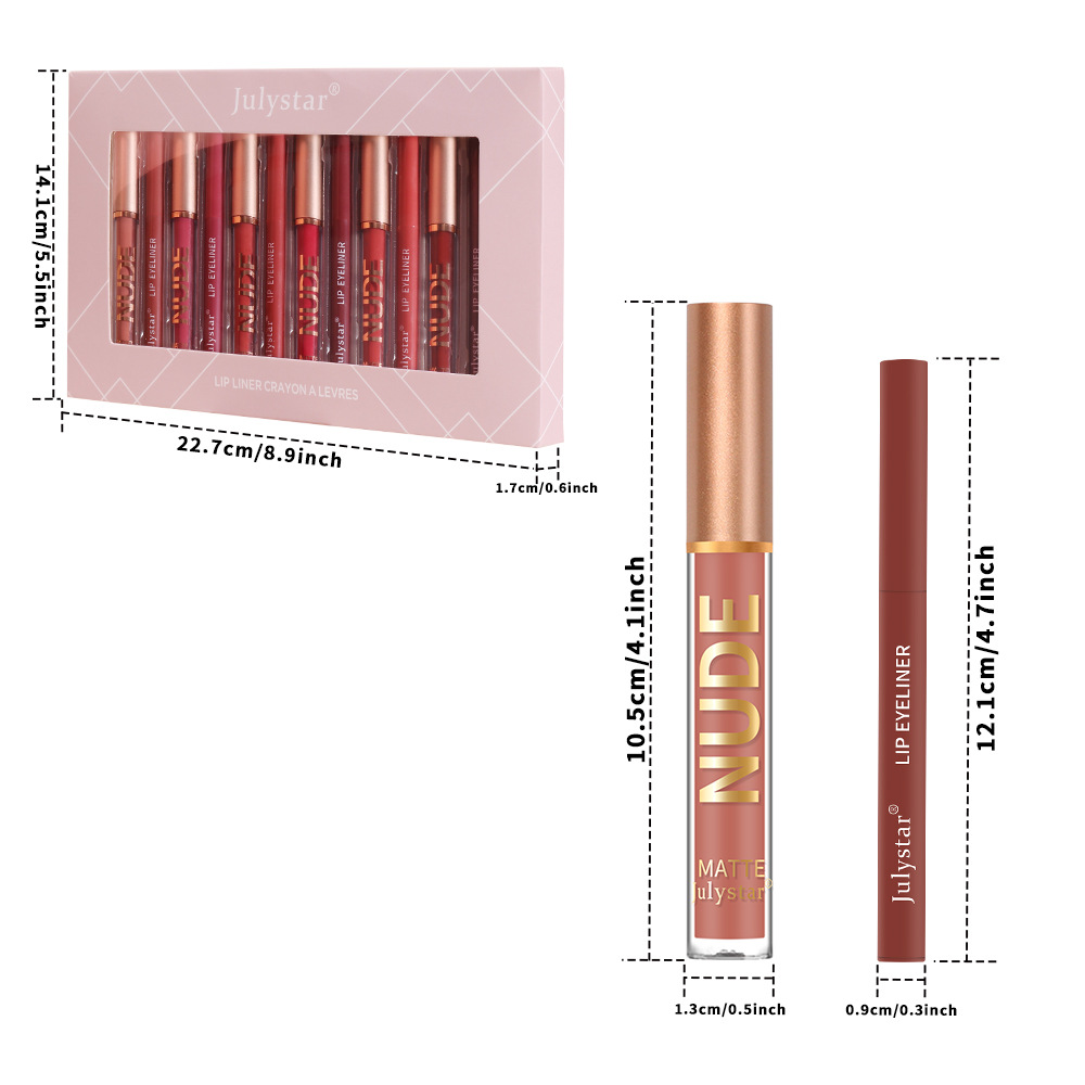 Julystar Makeup bestseller Non-stick cup mouth red pen Cross-border European and American waterproof long-lasting matte lip gloss lip liner pen Application Scenario
