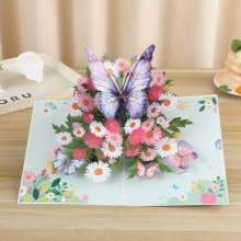 卡通跨境蝴蝶 节日礼品贺卡幼儿园小朋友生日祝福语3D立体贺卡