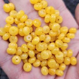 蜜蜡黄石英岩玉算盘珠玉石散珠黄玉鸡油黄玉扣隔片隔珠饰品配件珠