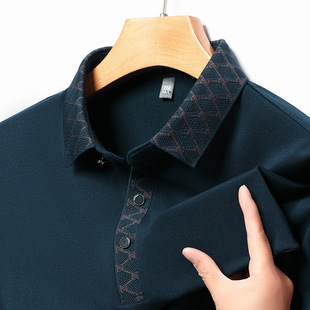 Cross-Border Export Dropshipping Spring and Autum New Pique Cotton Long-Sleeved Polo Shirt Jidian 88201