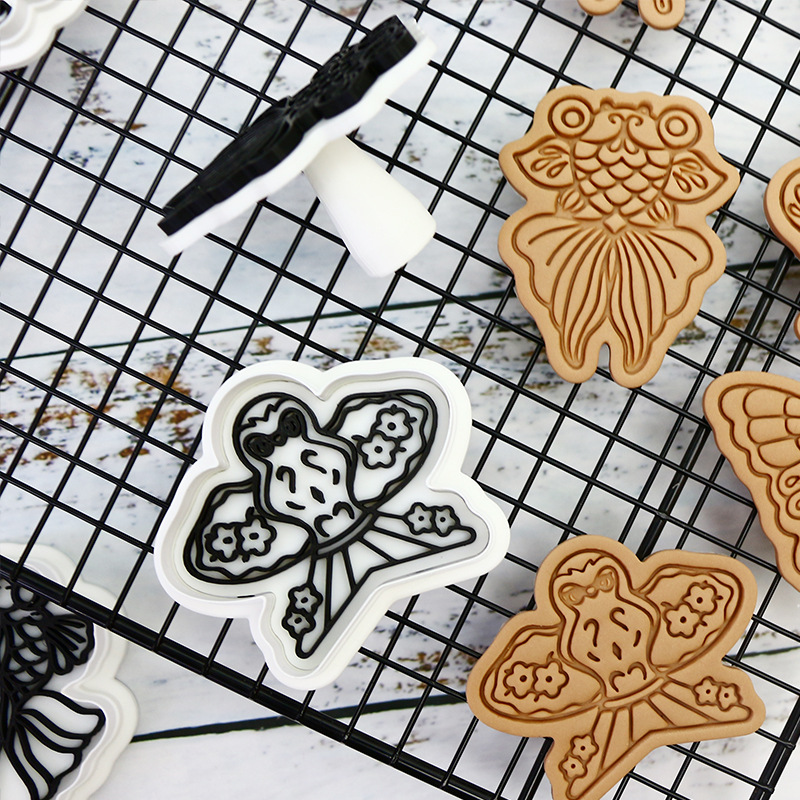 Molde de galletas de pez mariposa para fiesta de horneado DIY molde de flip 3D estereoscopio de prensa molde de corte de galletas de helada