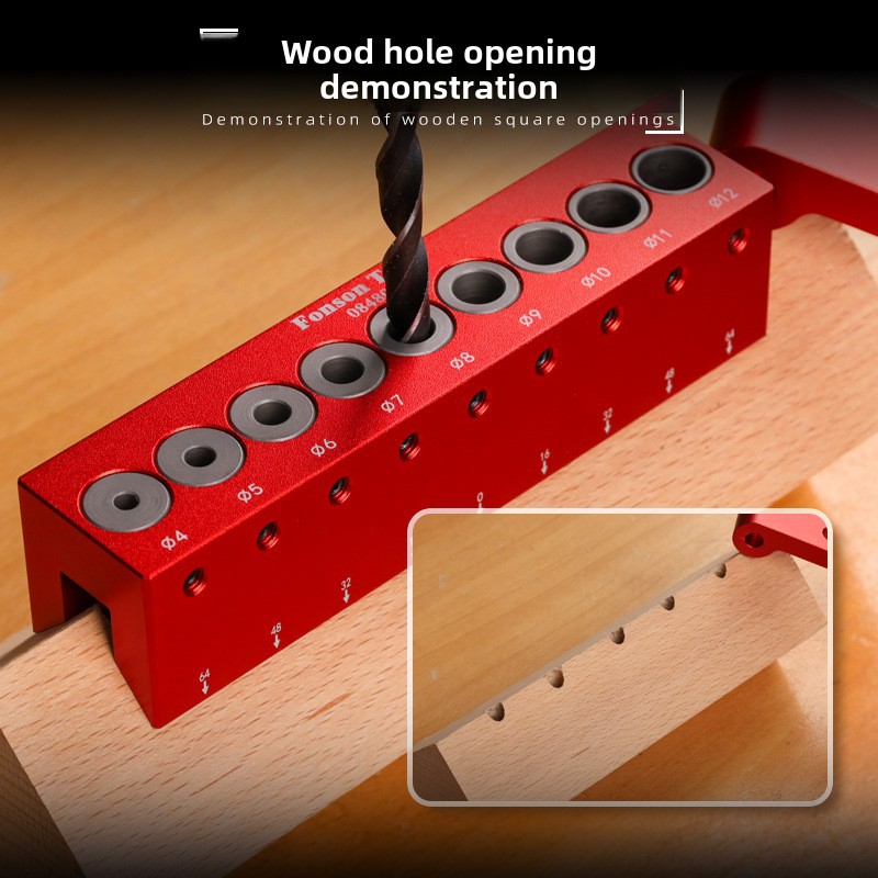 08480B 목공 구멍 탐지기 사각형 나무 45 도 드릴 라운드 막대 구멍 위치 보조 도구 FENGSEN 도구
