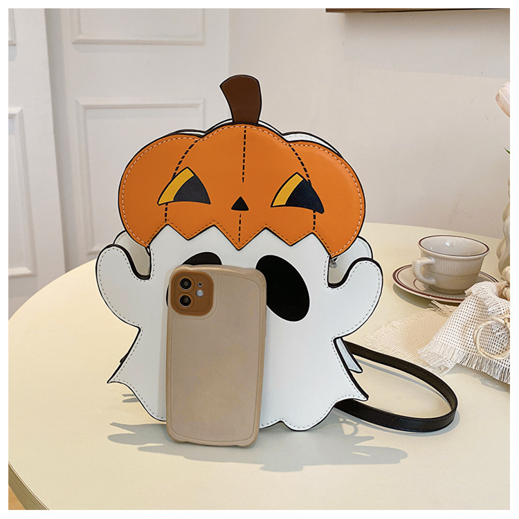 Halloween Small Bag 2024 New European And American Fashion Personality Funny Pumpkin Single Shoulder Small Round Bag_ipsvogv.com