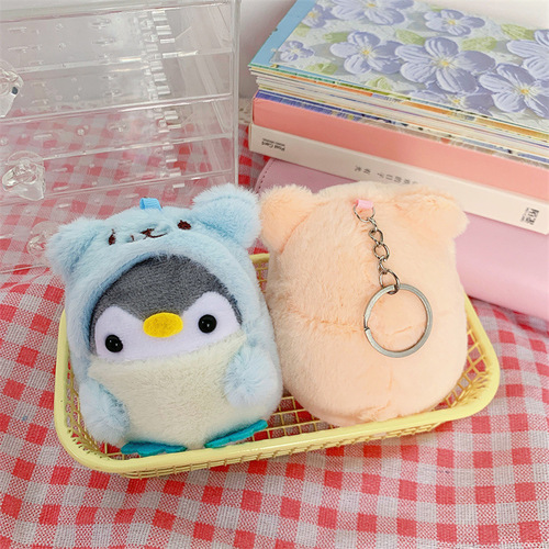 Cute Plush Bear Transformed into Penguin Backpack Toy Plush Ornament Grabber Doll Keychain Figurine Gift